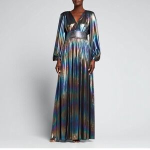BRONX AND BANCO
Zoe Blouson-Sleeve Iridescent Gown Size XS